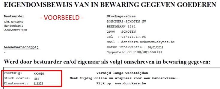 Check uw stockagebon!
